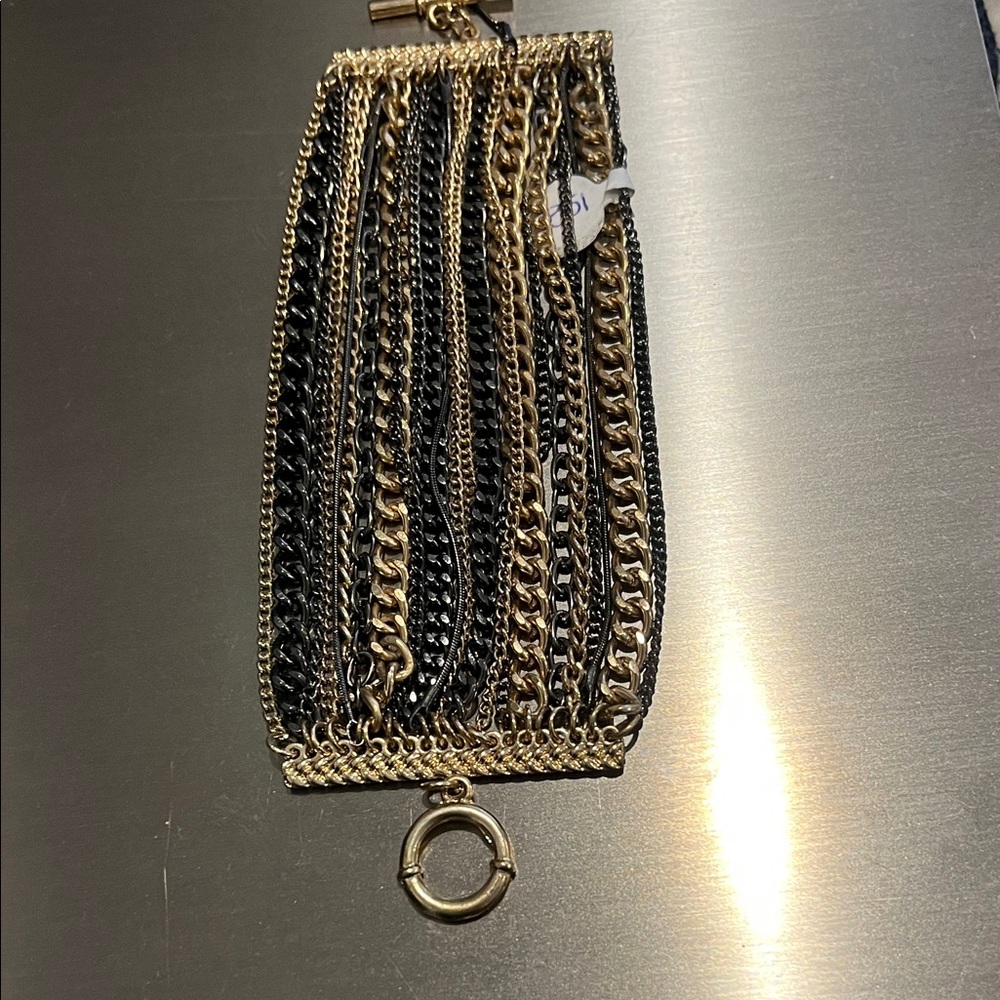 Gold and Black Chain Bracelet